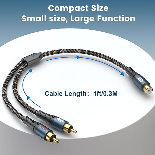 EMK RCA Splitter 2 Male to Female Extension Cable Dual Shielding Gold Plated - Image 7