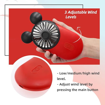 Cute Handheld Mini USB Fan, Rechargeable Portable Fan, 3 Adjustable Speeds and - Image 2