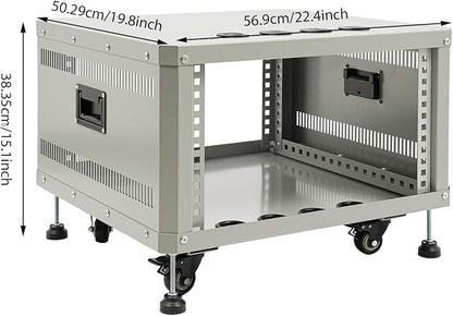 6U Stereo & Studio Rack with Wheels, Open Frame Audio Rack Cabinet, Rolling - Image 5