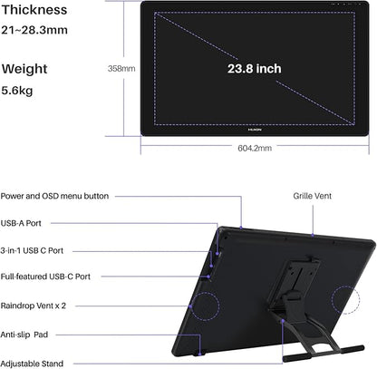 HUION Kamvas 24 Plus 2.5K QHD Graphic Drawing Tablet - Image 9