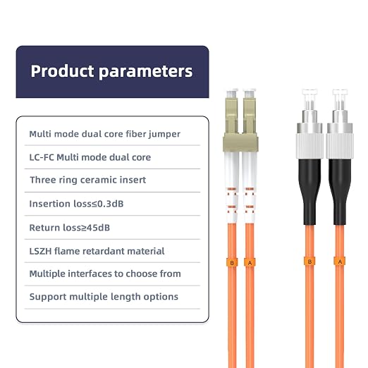 OM1 LC to FC Fiber Patch Cable, 50M/164FT Fiber Optic Jumper, 10GB Multimode - Image 3