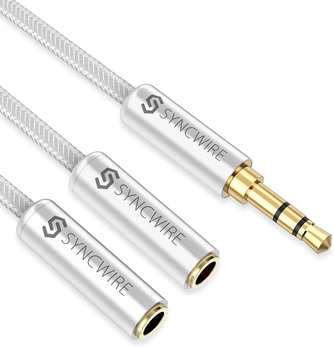 SYNCWIRE Headphone Splitter, Nylon-Braided 3.5mm Extension Cable Audio Stereo Y by SYNCWIRE