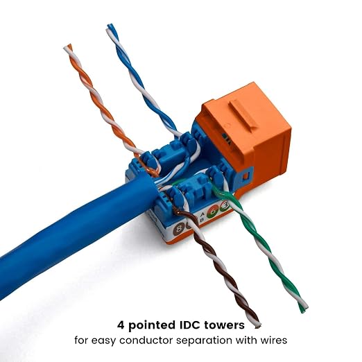 trueCABLE Cat6 Keystone Jack, Unshielded, 90 Degree Punch-Down, PoE++ 100W - Image 4