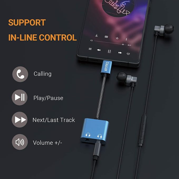 Cubilux USB C Dual Headphones Adapter, Type C to Double 3.5mm Earphone Audio - Image 7