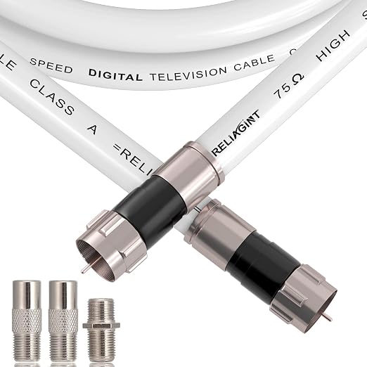 35ft RG6 Coaxial Cable White, 75 Ohm Coax Cable by RELIAGINT
