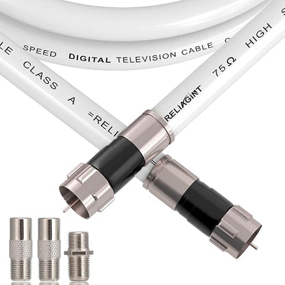 20ft RG6 Coaxial Cable White, 75 Ohm Coax Cable by RELIAGINT