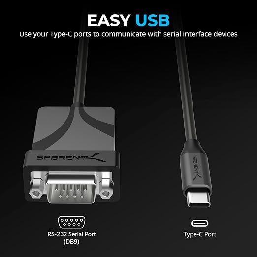 SABRENT USB-C to DB9 Serial RS-232 Adapter Cable 6FT, Prolific PL2303GS Chipset - Image 7