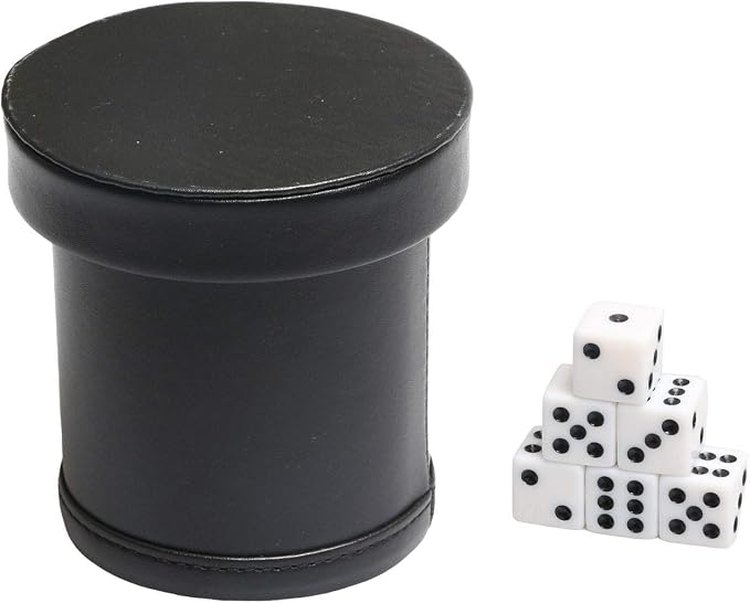 Leatherette Dice Cup with Lid, Includs 16mm Regular Dices - Image 4