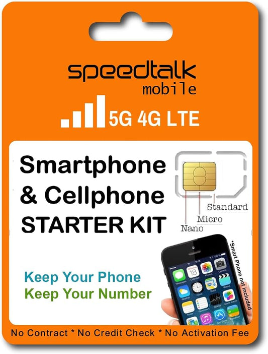 SpeedTalk Mobile Pre-Paid SIM Card Starter Kit – No Contract Wireless Plans by SpeedTalkMobile