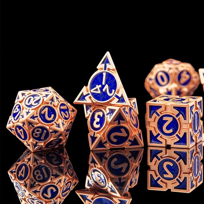 Rare Rose Gold 7-Die Metal DND Dice Set, D and D Dice - Image 4