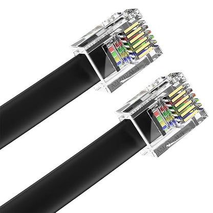 AmzPRO AmzDeals 2-Pack 2 Feet Black RJ12 6P6C Straight Wired Cable, Pro Grade by AMZDEALS