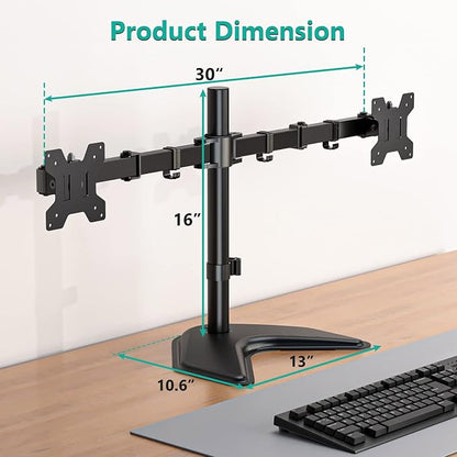 WALI Dual Monitor Stand for Desk, Monitor Stands for 2 Monitors up to 27 inch - Image 4