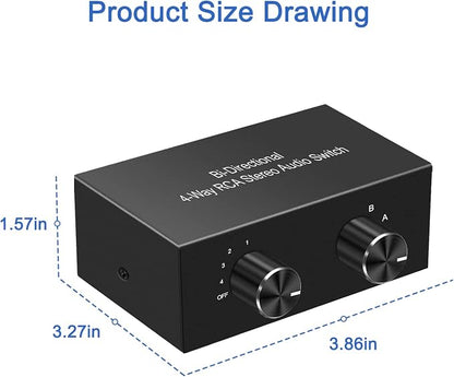 Y.D.F 4-Way Bi-Directional RCA Switch, HiFi AV L/R Sound Channel 2 in 4 Out or - Image 4