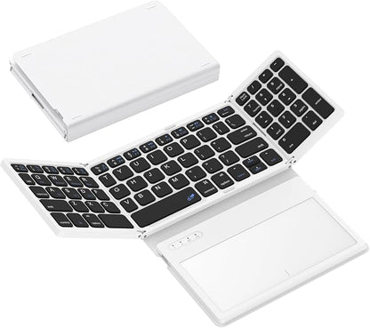Foldable Bluetooth Keyboard, Portable Full Size Folding Keyboard by GEODMAER