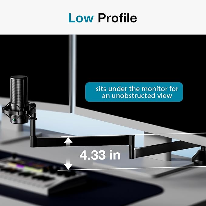 InnoGear Low Profile Mic Arm, 360° Rotatable Microphone Arm Stand Foldable Desk - Image 2