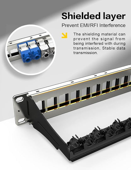 12Port Blank Keystone Patch Panel 1U Keystone Patch Panel 10 Inch Shielded - Image 6