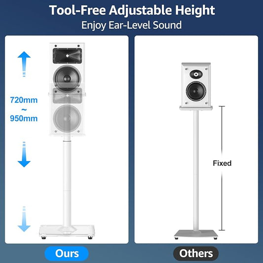 MOUNTUP Universal Speaker Stands Pair 28.3" to 37.4" Height Adjustable Floor - Image 2