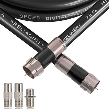 3ft RG6 Coaxial Cable Black, 75 Ohm Coax Cable by RELIAGINT