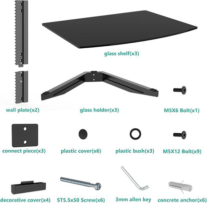 WALI Floating TV Shelf, 3 Tier Glass Projector Shelf - Image 5