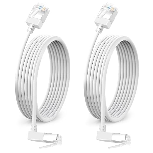 90° Downward Angled Cat 6A Ethernet Ultra Slim Cable 3.3 Feet 2Pack, Flexible by DUTEVOLNS