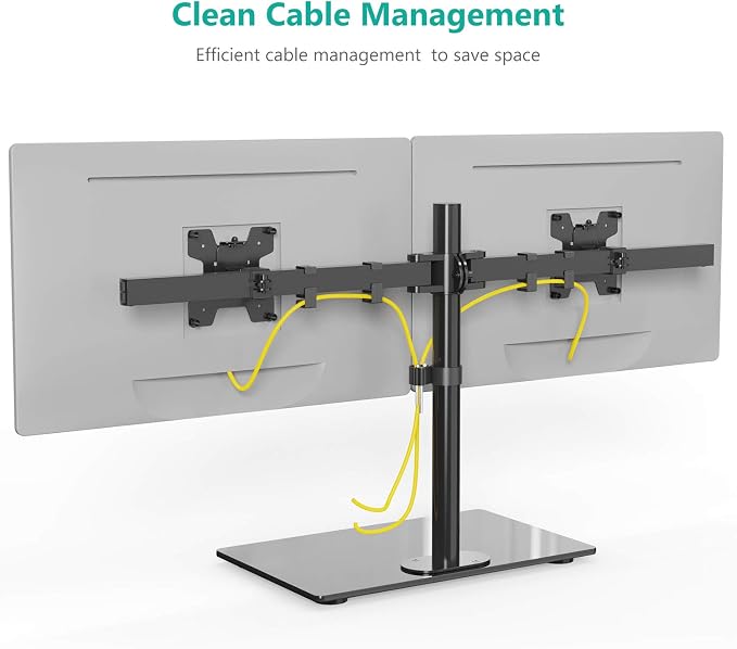 WALI Free Standing Dual Monitor Stand, Height Adjustable Monitor Mount - Image 4