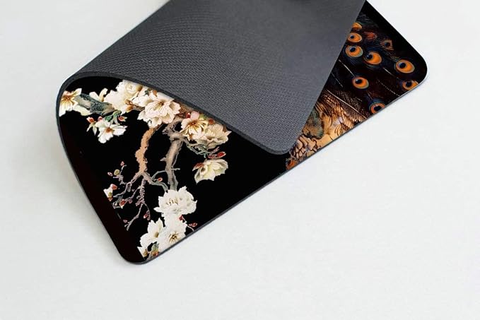 Square Mouse Pad Colorful Peacock on a Tree Branch-1, Gaming Mouse Pads - Image 4