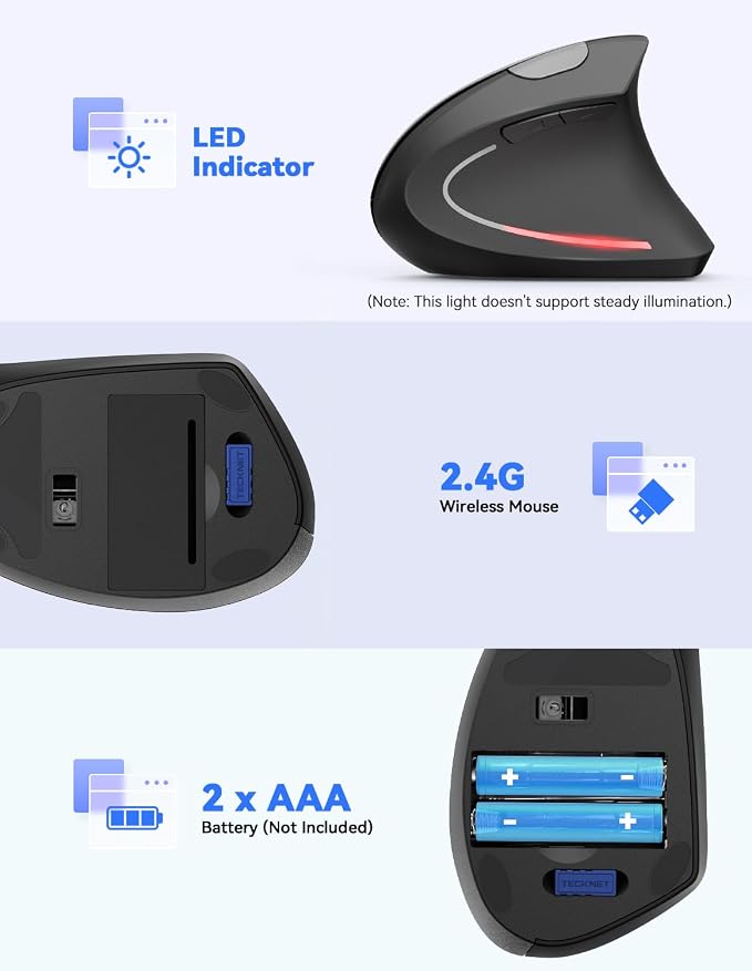 TECKNET 2.4G Ergonomic Mouse Vertical Wireless - Image 6