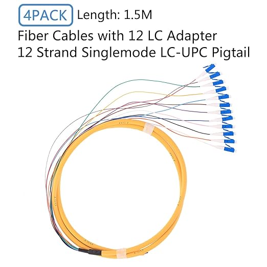 4Pcs 1.5 Meter 12 Strand SingleMode 9/125 LC-UPC Fiber Pigtail, 12 Color-Coded - Image 2