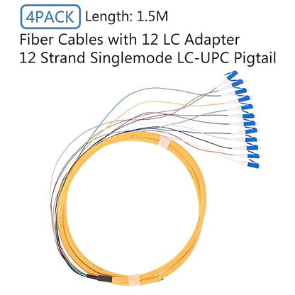 4Pcs 1.5 Meter 12 Strand SingleMode 9/125 LC-UPC Fiber Pigtail, 12 Color-Coded - Image 2