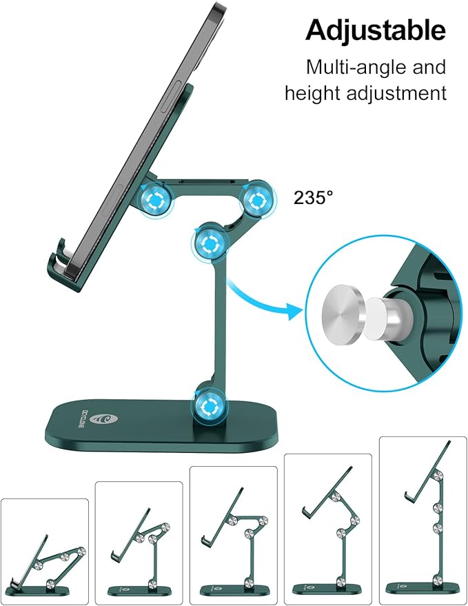OCYCLONE Phone Stand, Adjustable Height and Angle Foldable Cell Phone Stand - Image 2