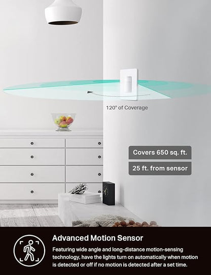 Kasa Smart Motion Sensor Switch, Dimmer Light Switch, Single Pole, Needs - Image 3
