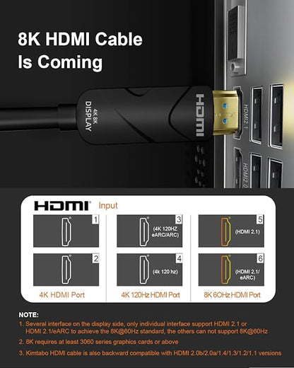 10K 8K 4K HDMI 2.1 Cable, CL3 Rated in Wall 48Gbps Ultra High Speed Cable 75 Ft - Image 6