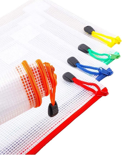 Oaimyy-24 Pcs Plastic Mesh Zipper Pouch Document Folders Bag Zip File Folders - Image 6