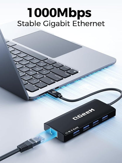 QGeeM USB C Hub Ethernet, 9 in 1 USB Type C Hub HDMI Multi-Port Converter - Image 6