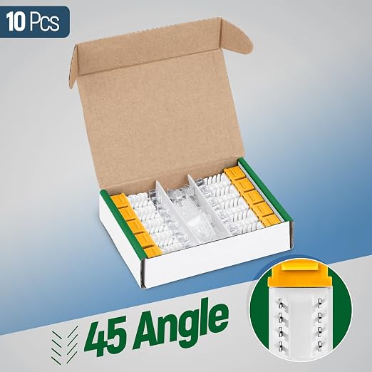 Everest 45° Angled RJ45 Cat6A Keystone Jacks 10-Pack in Yellow - Image 2