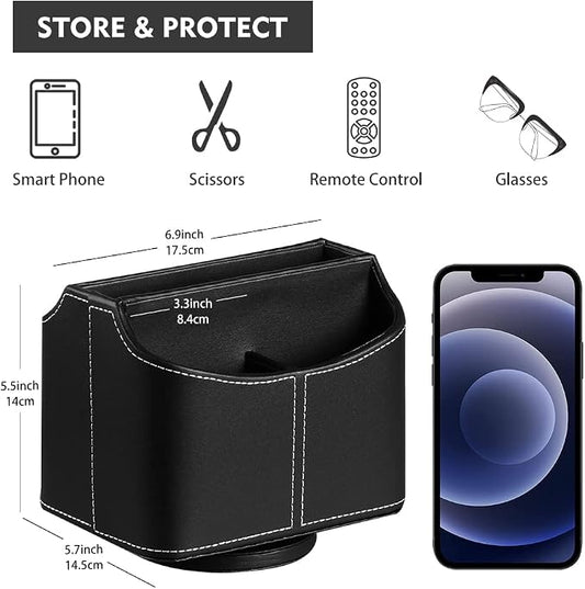 Leather 360° Spinning Remote Control Holder, Pencil Pen Holder - Image 2