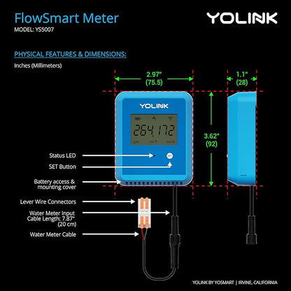 YoLink FlowSmart NSF Smart Water Monitor and Leak Detection: 1 Inch Advanced - Image 8