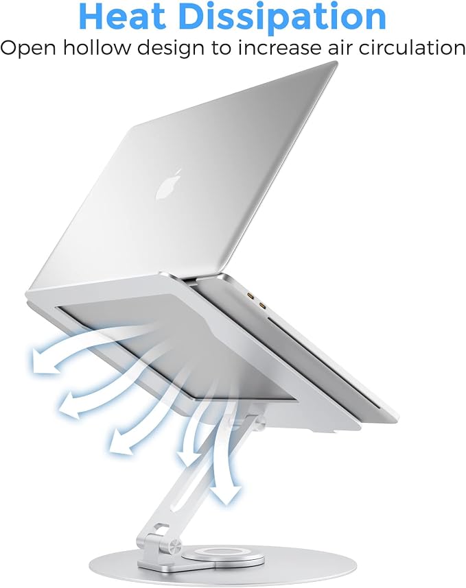 Swivel Laptop Stand for Desk, Adjustable Height Aluminum Computer Stand - Image 7