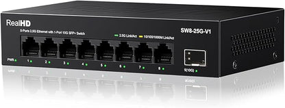 Real HD 8 Port 2.5G Ethernet Switch Unmanaged Network Switch by RealHD