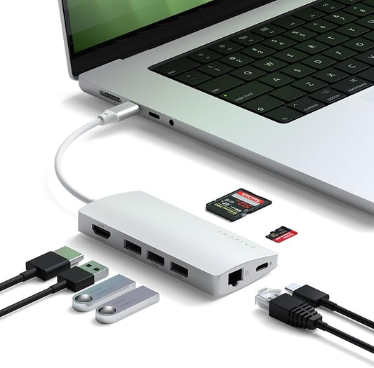 Satechi 8 in 1 USB C Hub Multiport Adapter V2, 4K HDMI, 115W USB C PD Charging by Satechi
