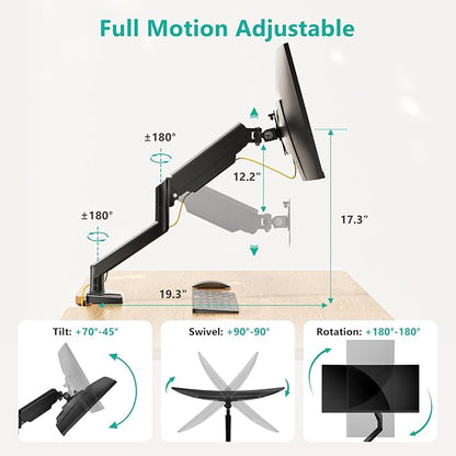 WALI Single Monitor Mount, Gas Spring Monitor Arm - Image 3