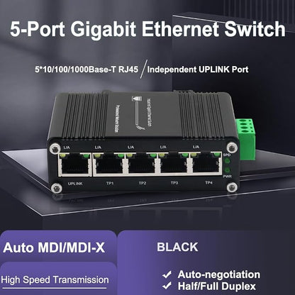 Mini 5 Port Industrial Gigabit Ethernet Switch, Unmanaged Hardened Network - Image 4