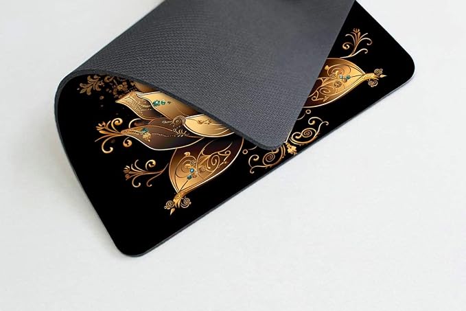 Square Mouse Pad Peacock on Golden Lotus-1, Gaming Mouse Pads - Image 3