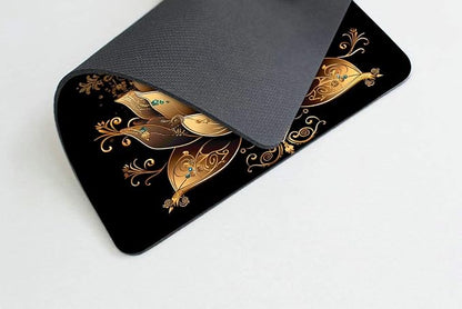 Square Mouse Pad Peacock on Golden Lotus-1, Gaming Mouse Pads - Image 3