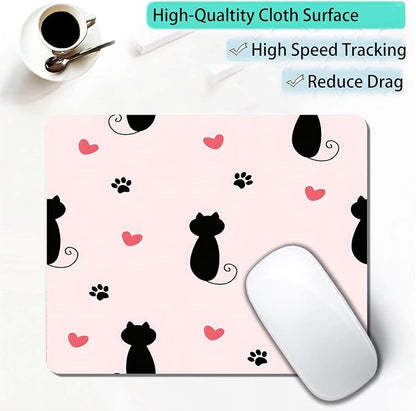Cute Heart Cartoon Black Cat Paw Custom Mouse Pad - Image 3