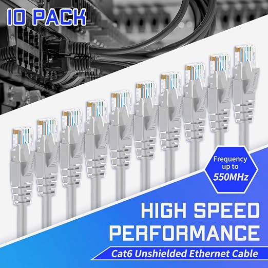 Cat6 Ethernet Cable 0.5 Feet 10 Pack Network RJ45 Cat6 Internet Patch Cable - Image 2