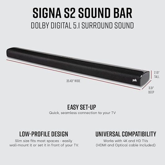 Polk Audio Signa S2 Sound Bar & Wireless Subwoofer – Exclusive VoiceAdjust - Image 2