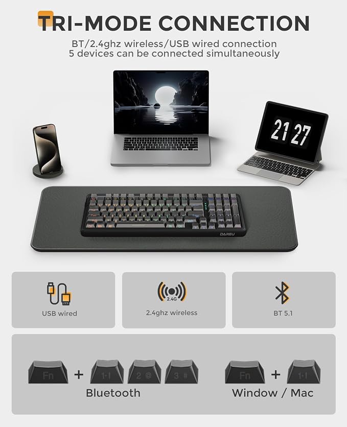 DAREU EK98PRO Wireless Mechanical Keyboard, Gasket Hot Swappable Custom - Image 5