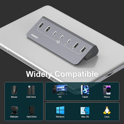 FIDECO Powered USB Hub, 7 Port 10Gbps Fast Data Hub - Image 7
