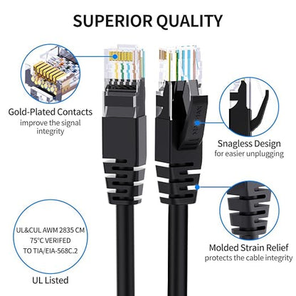 Cat 6 Ethernet Cable 100 ft Network RJ45 Unshielded Cat6 Patch Cable Internet - Image 3